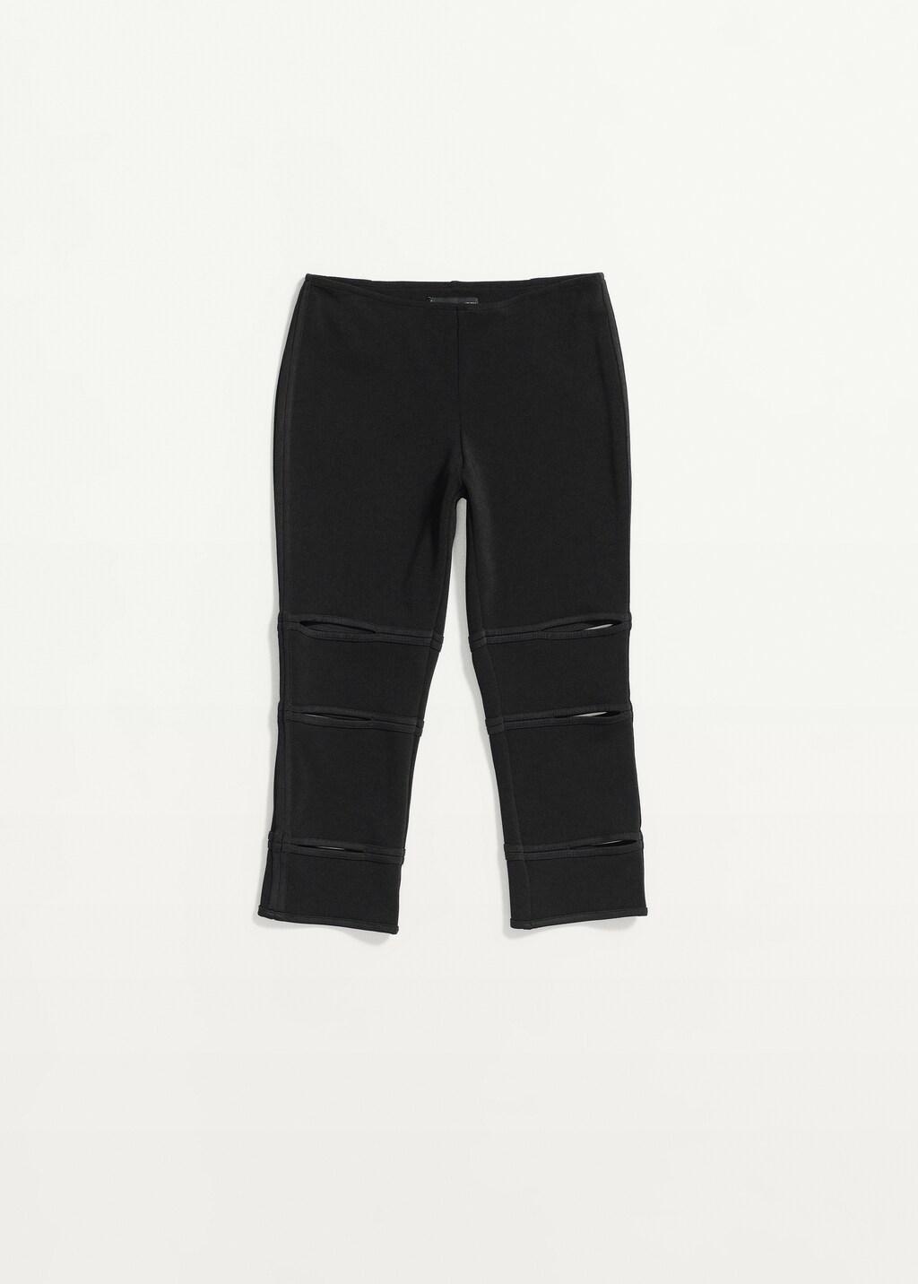 Black Capri Trousers With Openings, Black, large image number 7