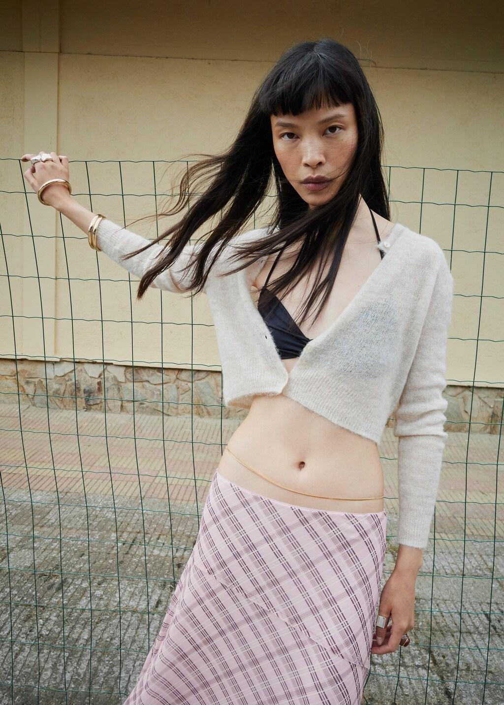 Pink Checked Asymmetric Skirt, Pink, large image number 4