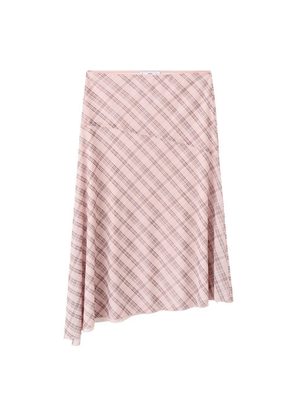 Pink Checked Asymmetric Skirt, Pink, large image number 6