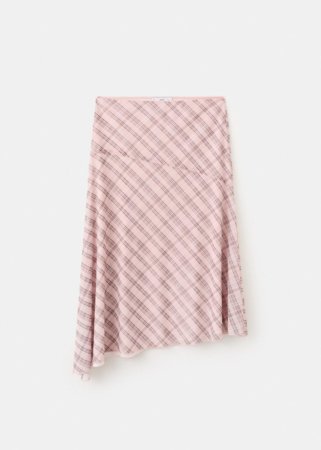 Pink Checked Asymmetric Skirt, Pink, large image number 7