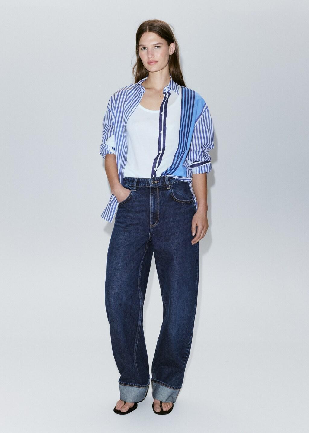 Blue Cotton Striped Shirt, Medium Blue, medium