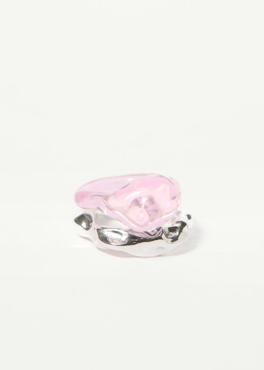 Silver Set Of Rings With Irregular Design, Silver, large image number 1