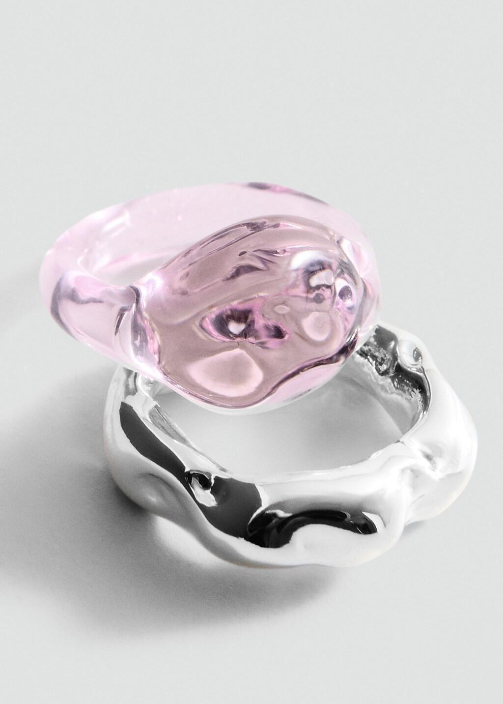Silver Set Of Rings With Irregular Design, Silver, large image number 2