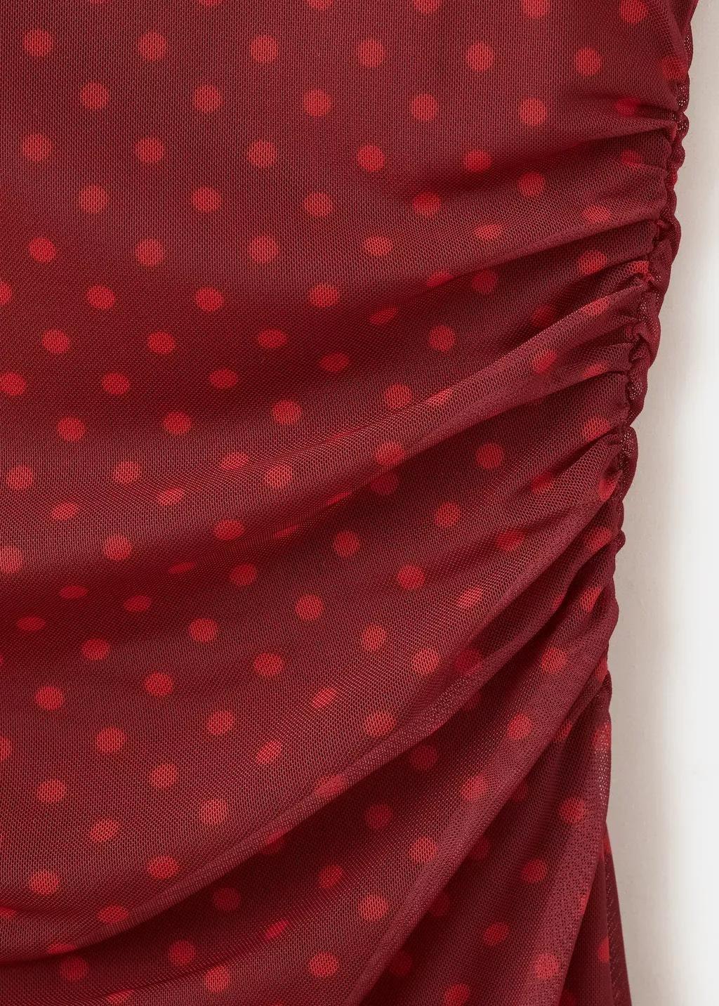 Red Polka Dot Tulle Dress, Red, large image number 1