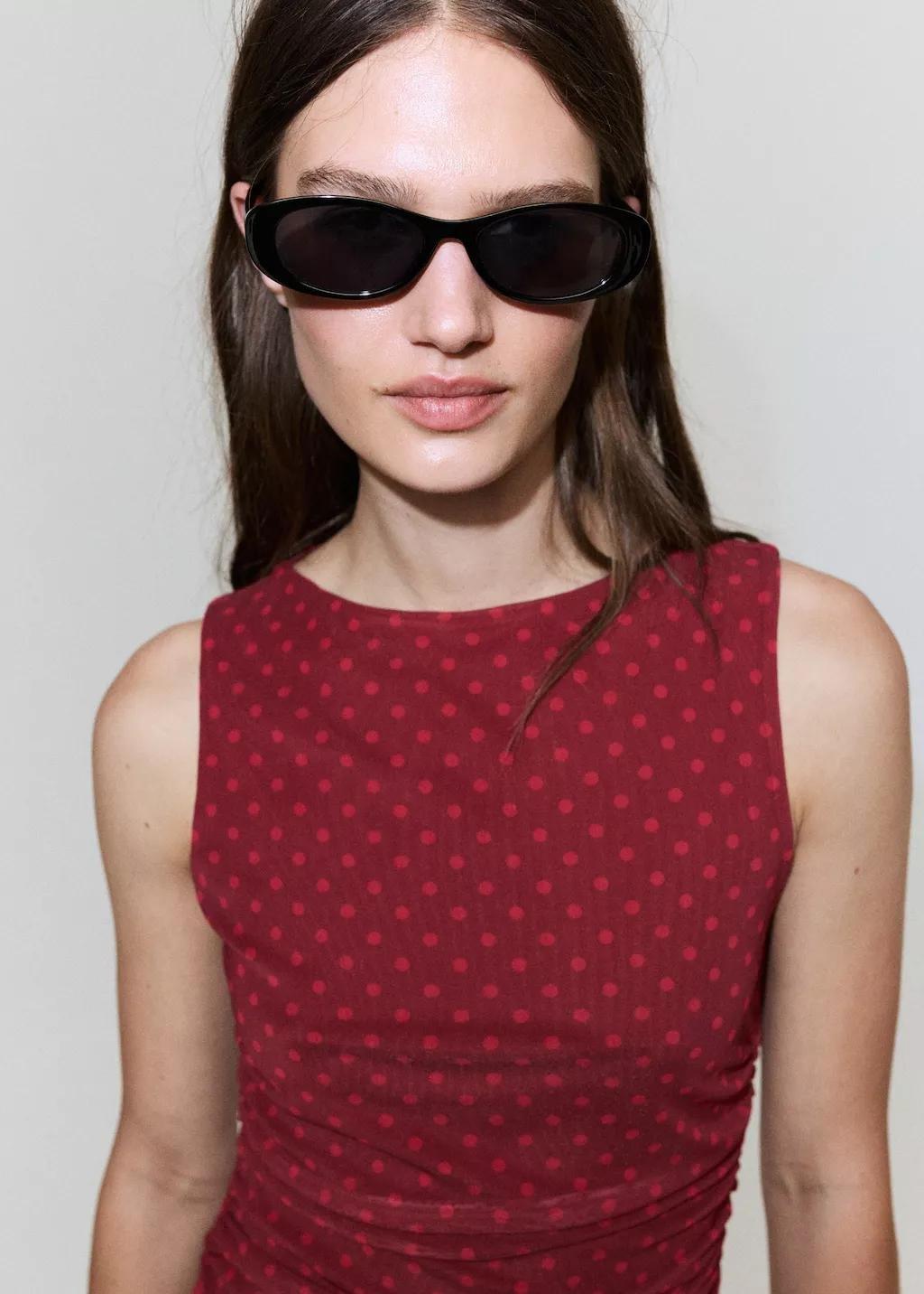 Red Polka Dot Tulle Dress, Red, large image number 4