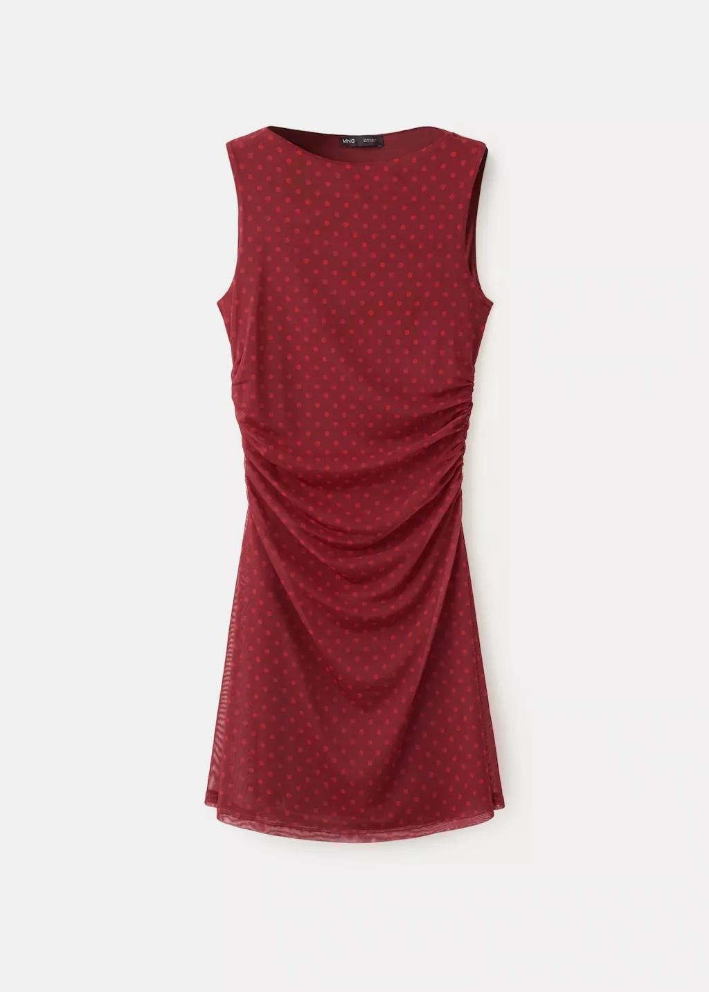 Red Polka Dot Tulle Dress, Red, large image number 7
