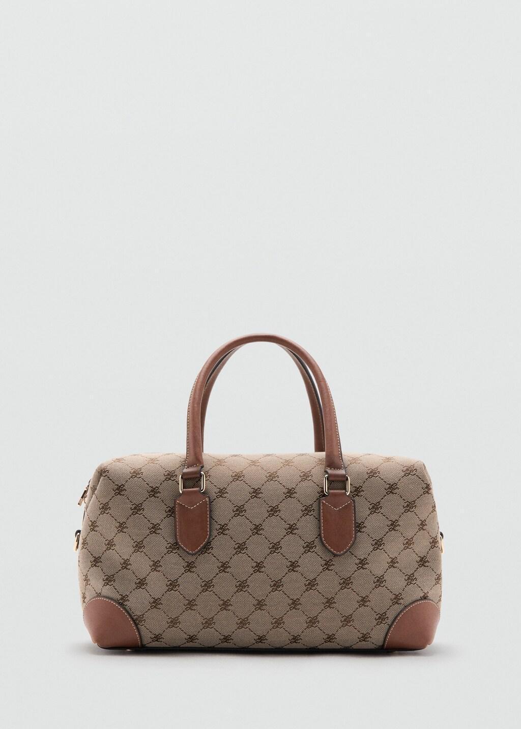 Brown Jacquard Logo Bowling Bag, Medium Brown, large image number 3