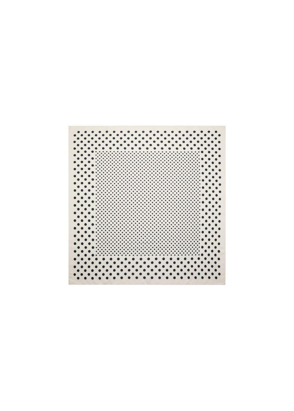 Beige Satin Check-Print Scarf, Light Beige, large image number 2