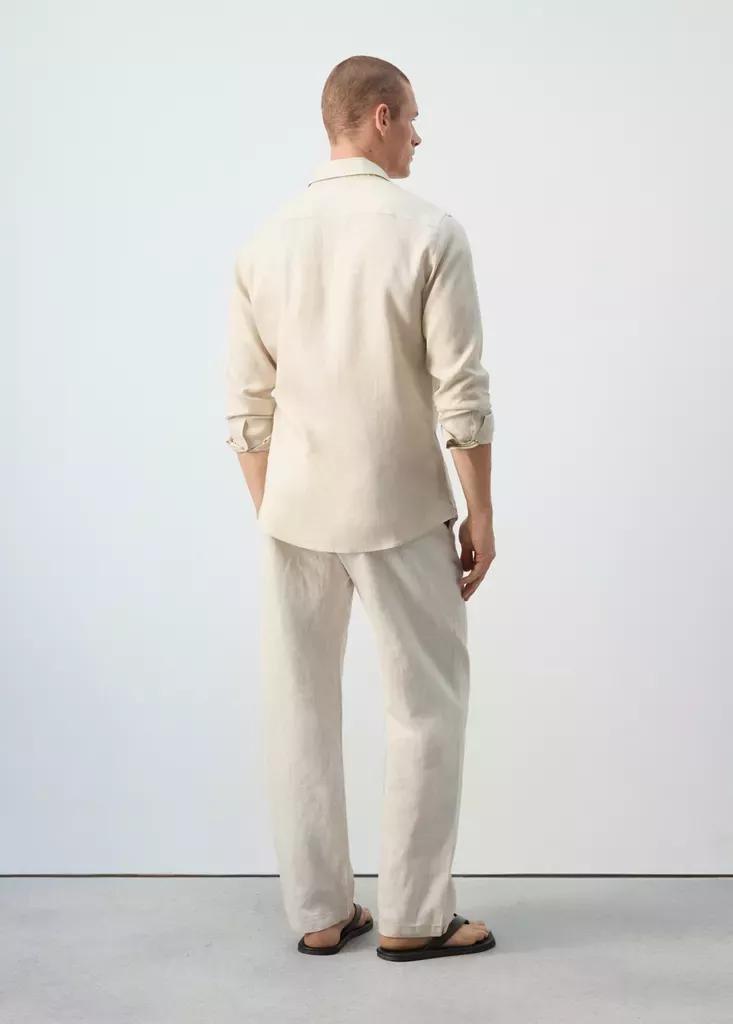 Brown Regular-Fit Linen Shirt, Light Pastel Brown, medium