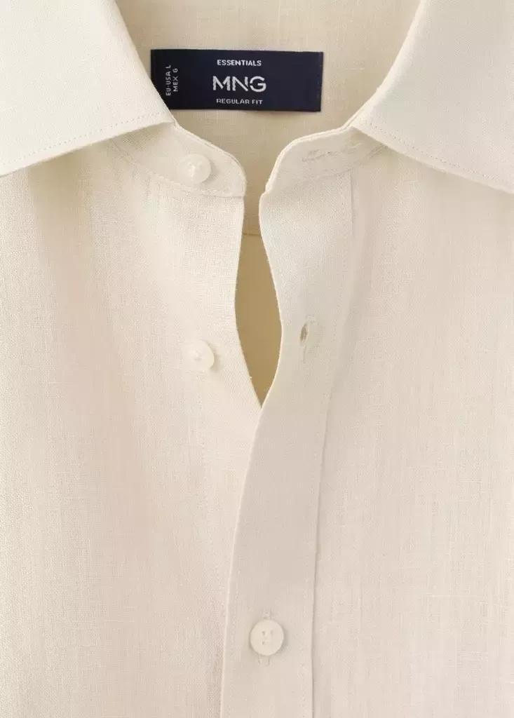 Brown Regular-Fit Linen Shirt, Light Pastel Brown, large image number 5