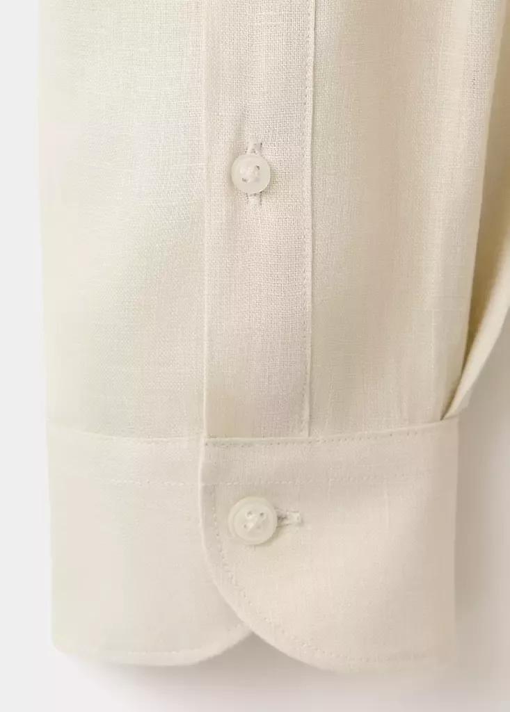 Brown Regular-Fit Linen Shirt, Light Pastel Brown, large image number 6