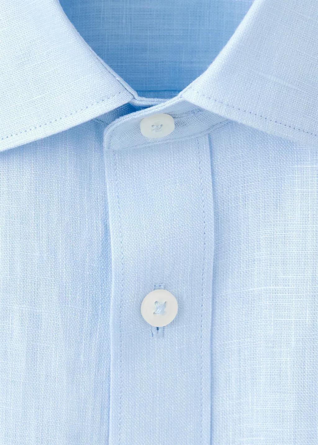 Blue Lt Pastel Regular-Fit 100% Linen Shirt, Light-Pastel Blue, large image number 0