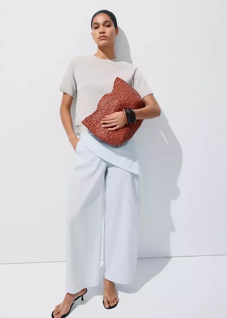 Grey Ribbed Lace-Trimmed Jumper, Light Pastel Grey, medium