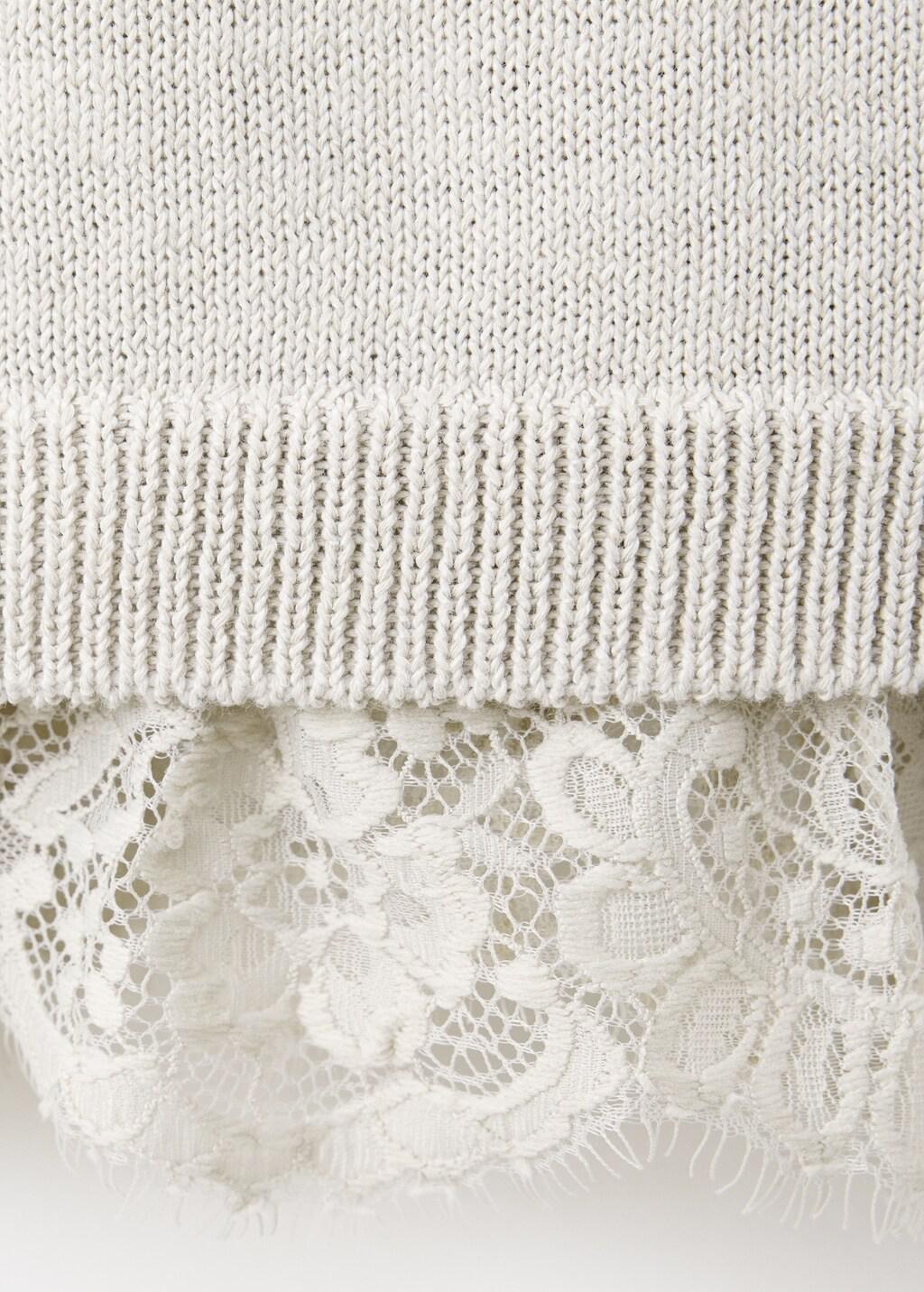 Grey Ribbed Lace-Trimmed Jumper, Light Pastel Grey, large image number 5