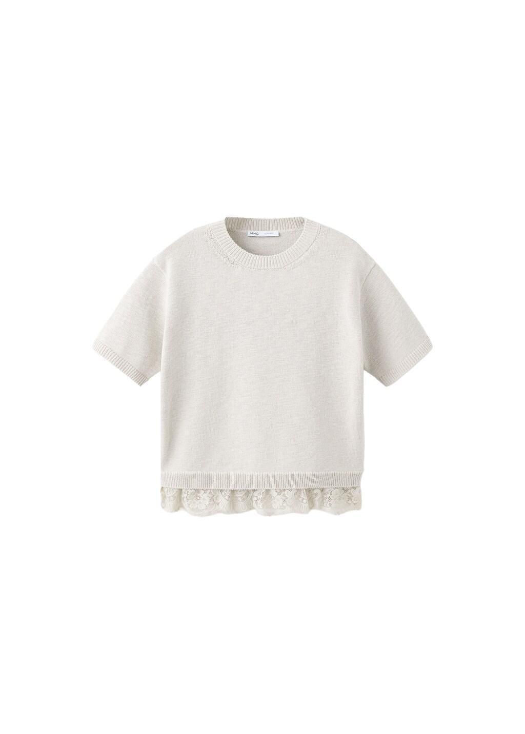 Grey Ribbed Lace-Trimmed Jumper, Light Pastel Grey, large image number 6