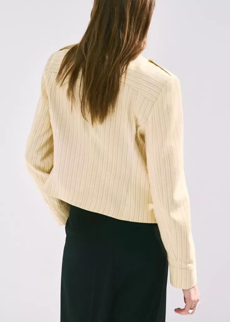 Yellow Pinstripe Blazer With Buttons, Yellow, large image number 2