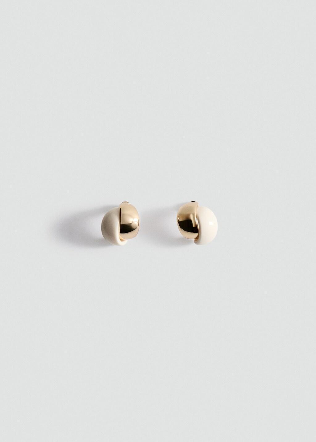 Beige Mixed Resin Earrings, Light Beige, medium
