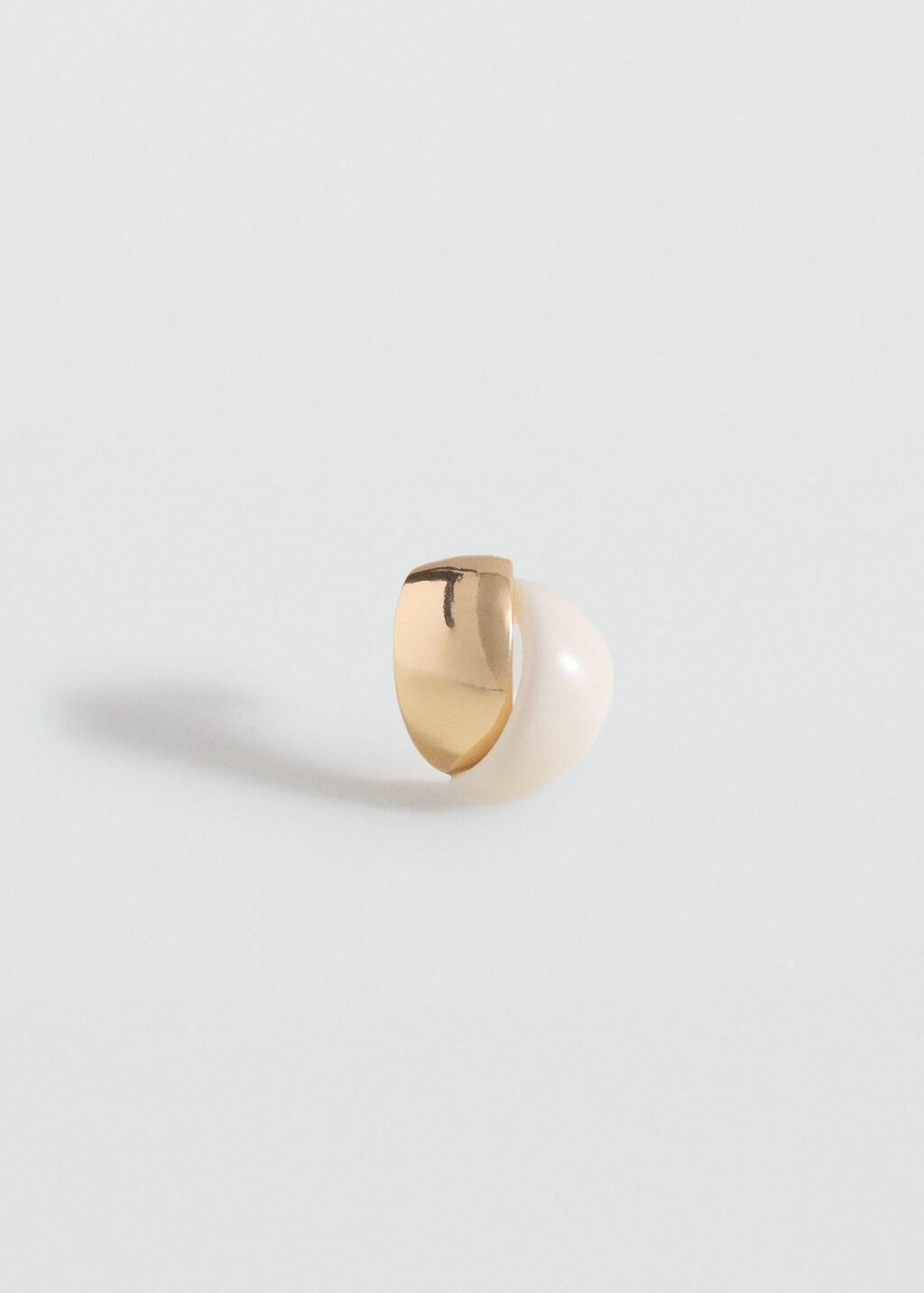Beige Mixed Resin Earrings, Light Beige, large image number 1