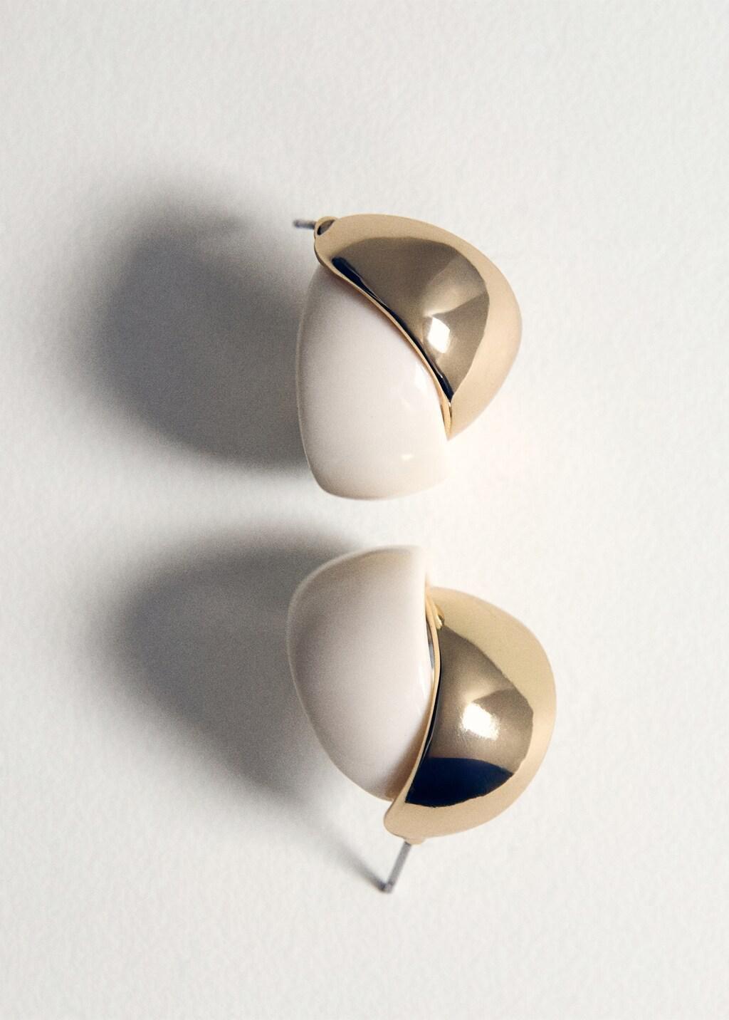 Beige Mixed Resin Earrings, Light Beige, large image number 2