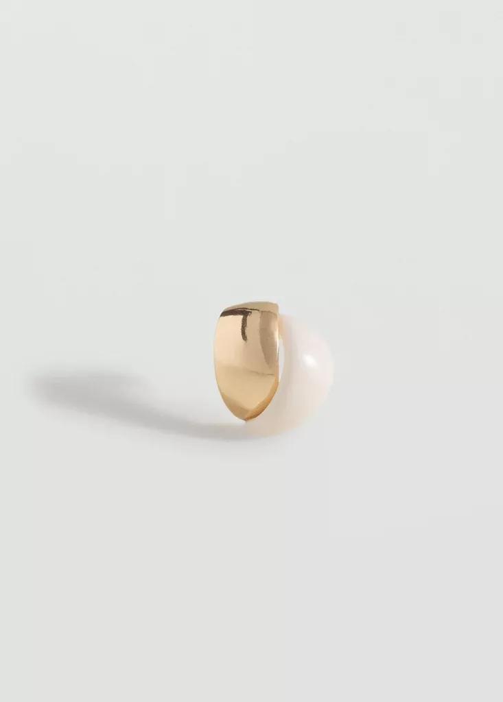 Beige Mixed Resin Earrings, Light Beige, large image number 6