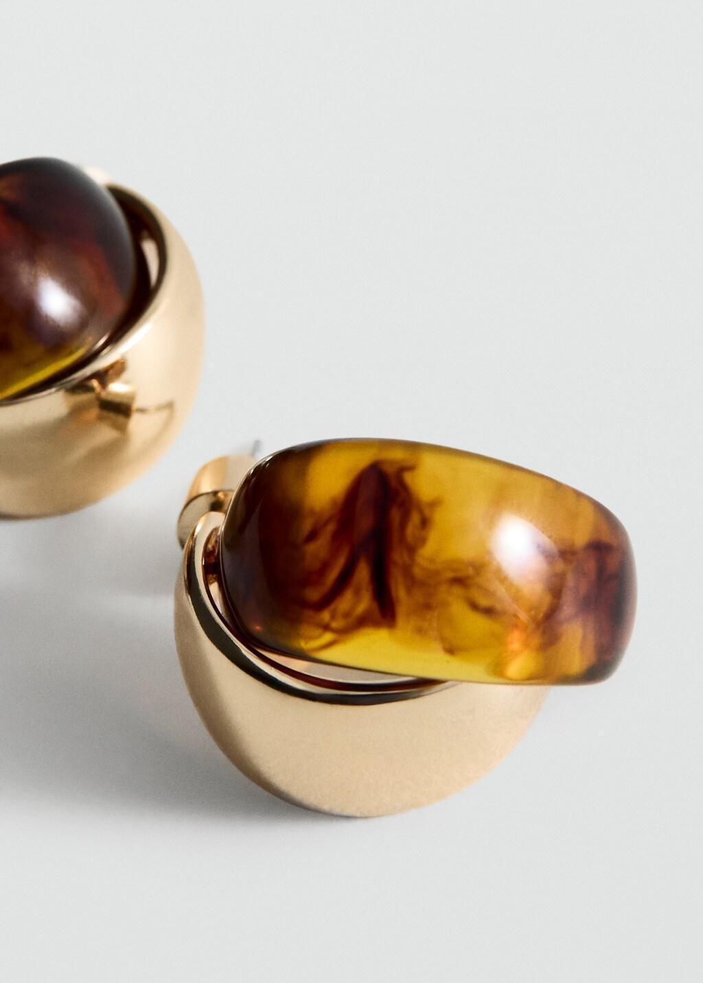 GOLD Mixed resin earrings, Gold, large image number 1