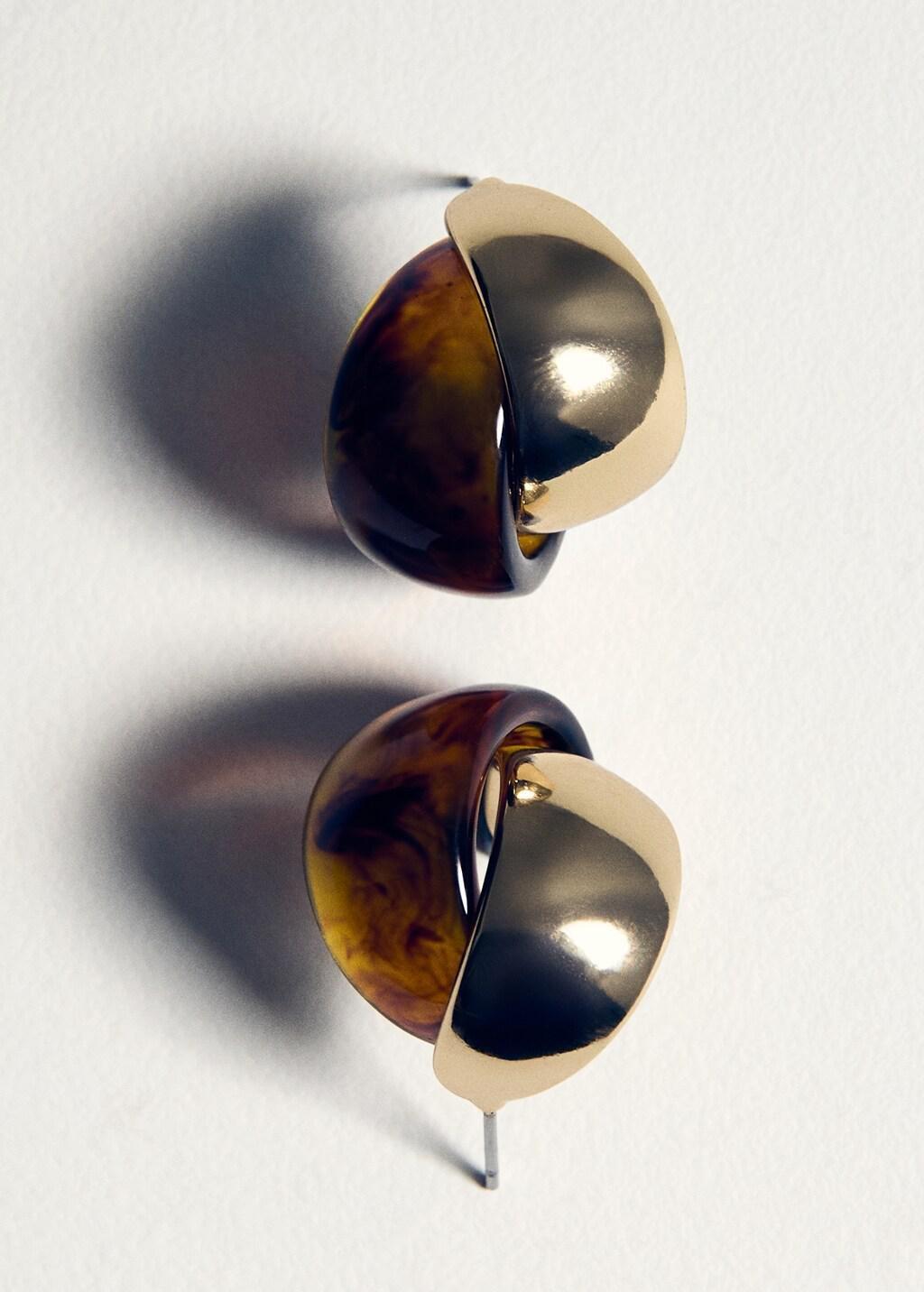 GOLD Mixed resin earrings, Gold, large image number 2
