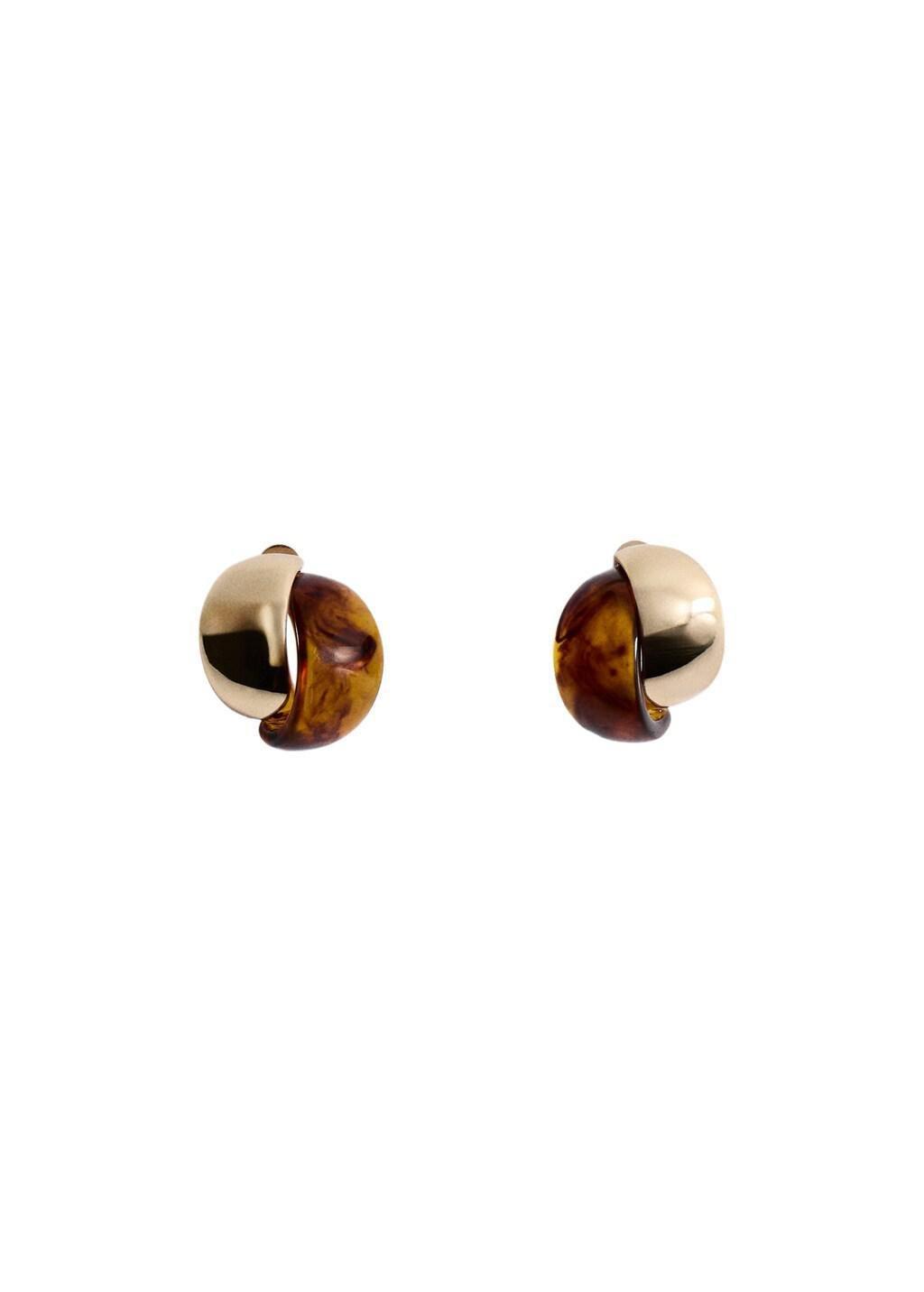 GOLD Mixed resin earrings, Gold, large image number 3