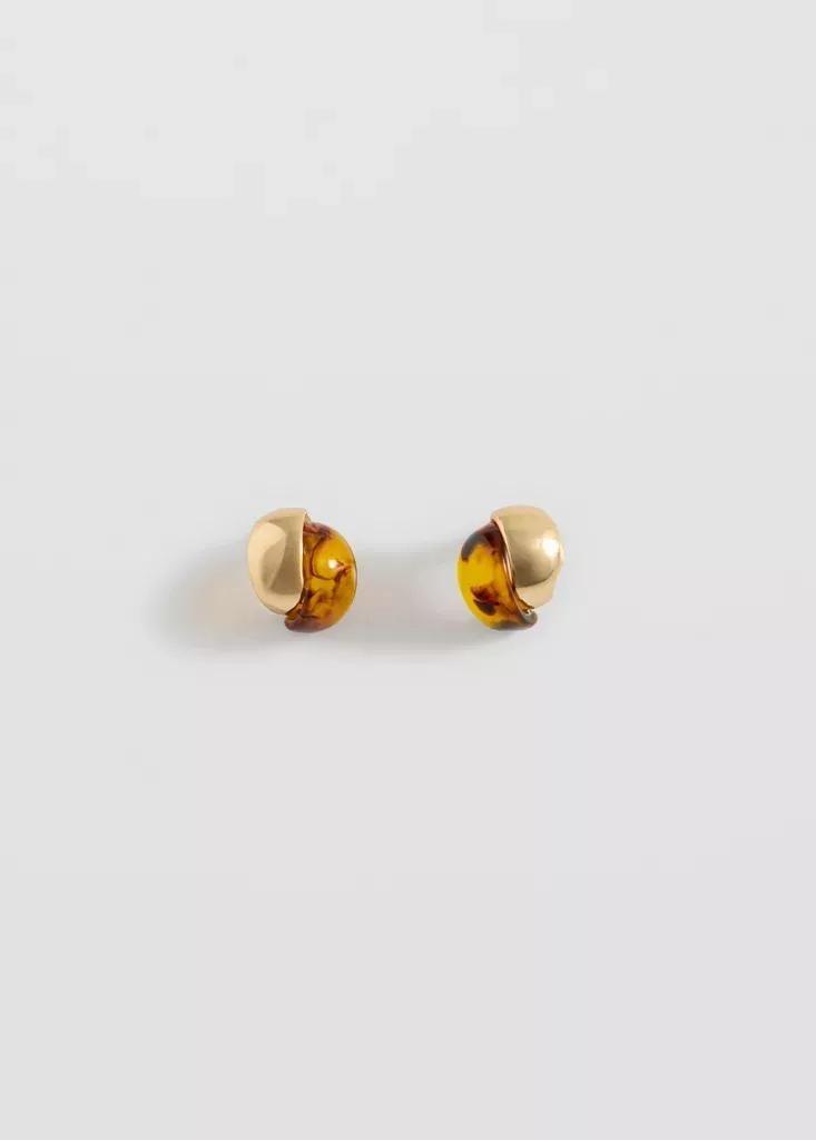 GOLD Mixed resin earrings, Gold, large image number 4