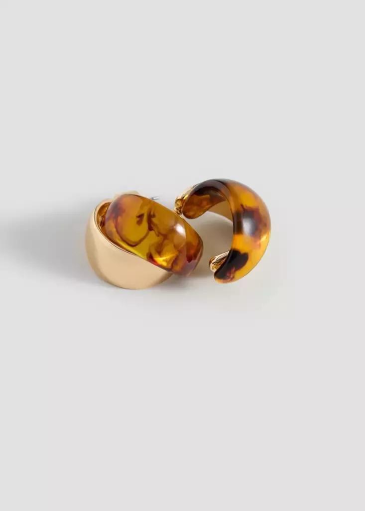 GOLD Mixed resin earrings, Gold, large image number 5
