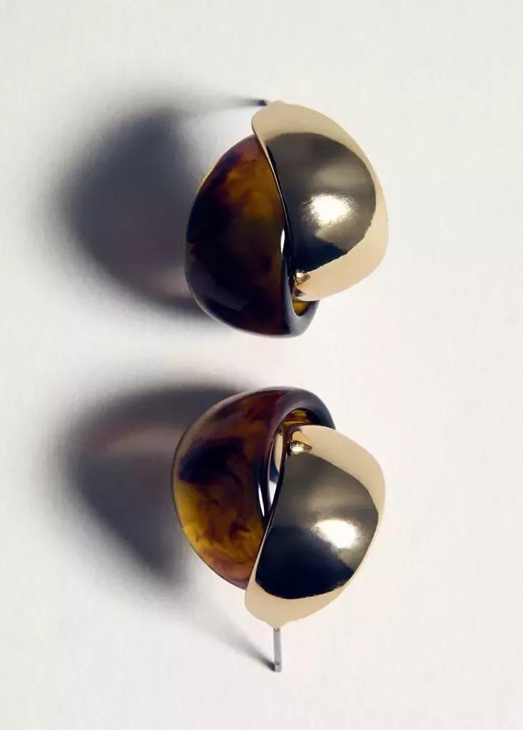 GOLD Mixed resin earrings, Gold, large image number 7