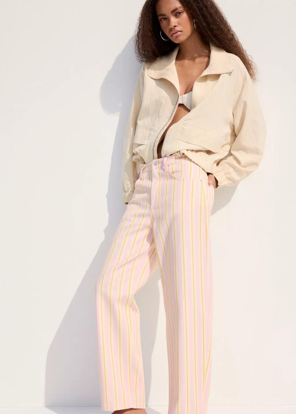 Pink Lt Pastel Balloon Striped Jeans, Light-Pastel Pink, large image number 6