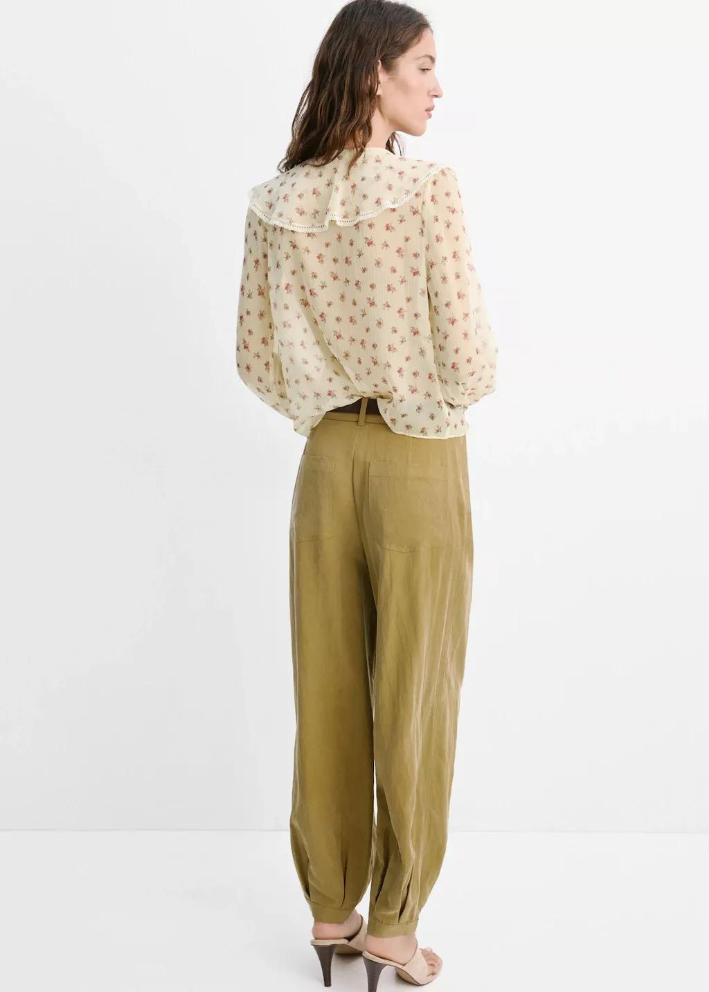 Yellow Ruffled Floral Blouse, Yellow, medium