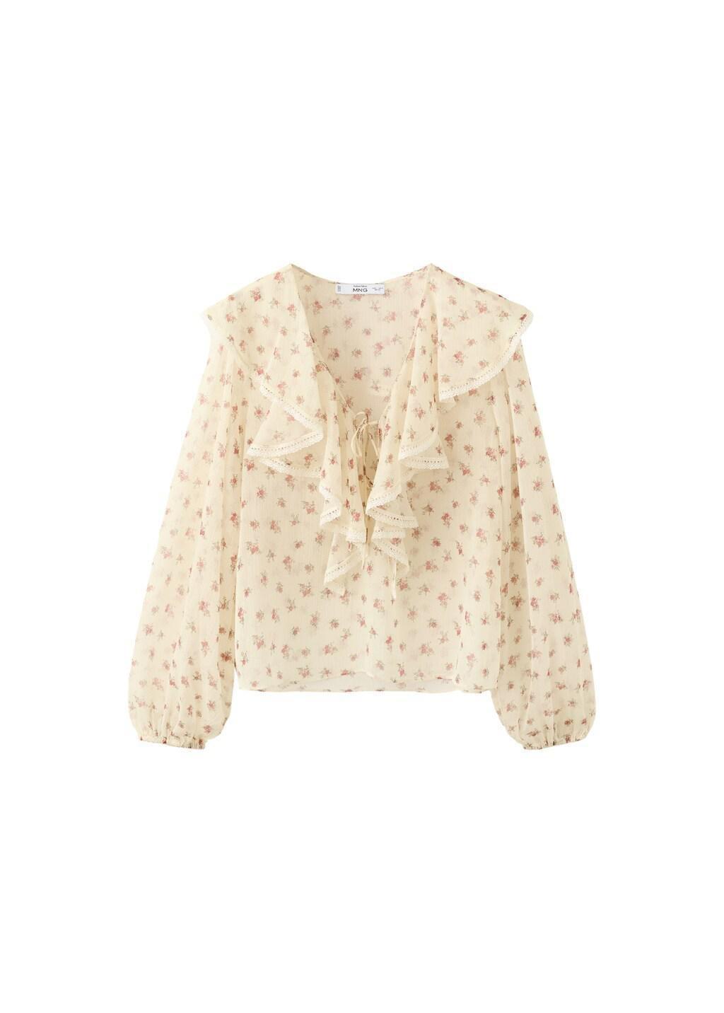 Yellow Ruffled Floral Blouse, Yellow, large image number 6
