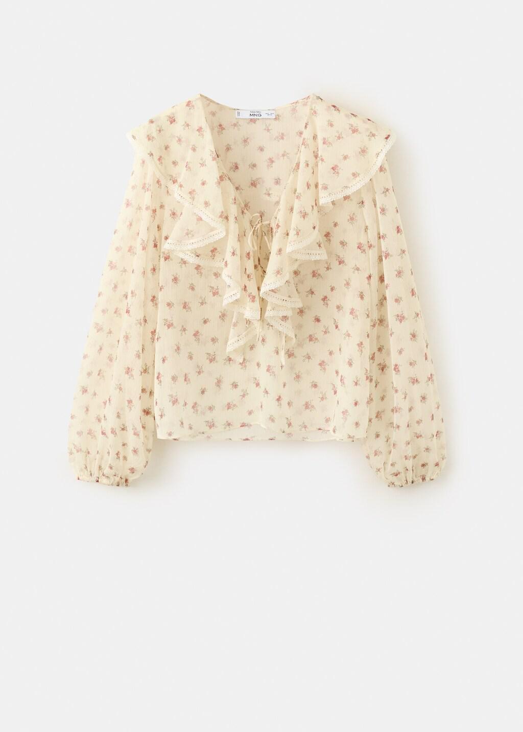 Yellow Ruffled Floral Blouse, Yellow, large image number 7