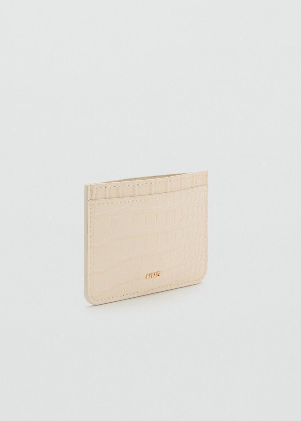 Beige Croc-Effect Card Holder, Light Beige, large image number 0