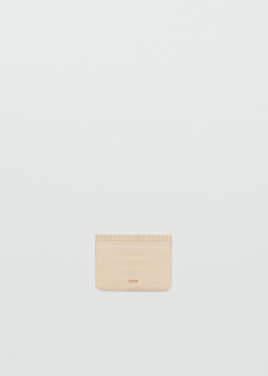 Beige Croc-Effect Card Holder, Light Beige, large image number 3