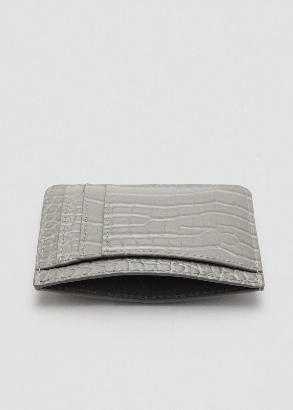 Grey Croc-Effect Card Holder, Grey, large image number 1