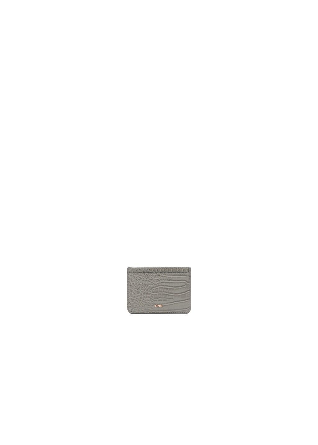 Grey Croc-Effect Card Holder, Grey, large image number 2