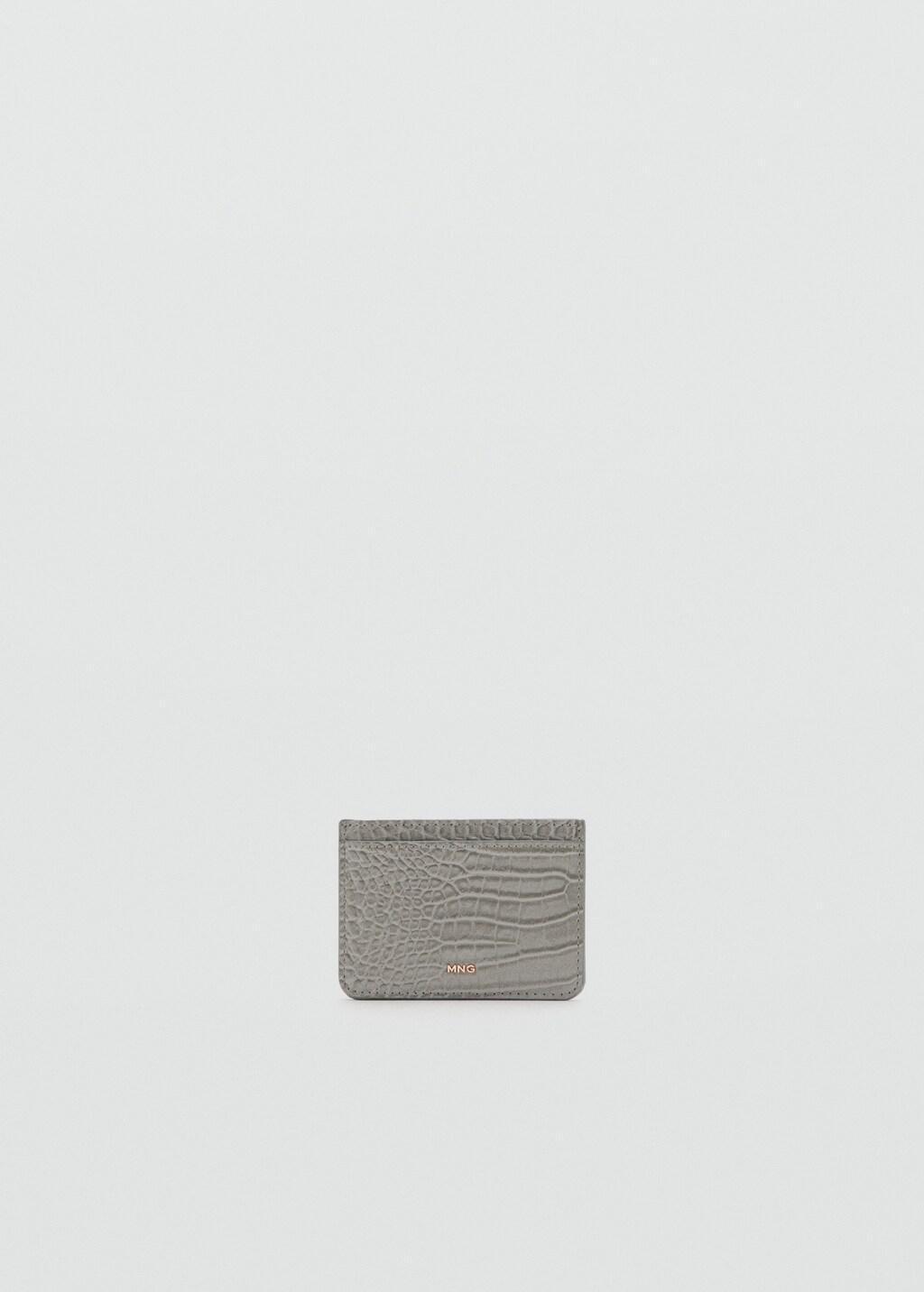 Grey Croc-Effect Card Holder, Grey, large image number 3