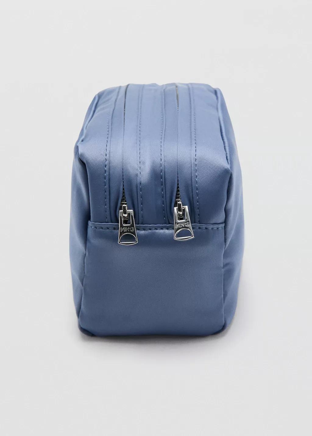 Blue Satin Double-Pocket Vanity Bag, Medium Blue, large image number 1