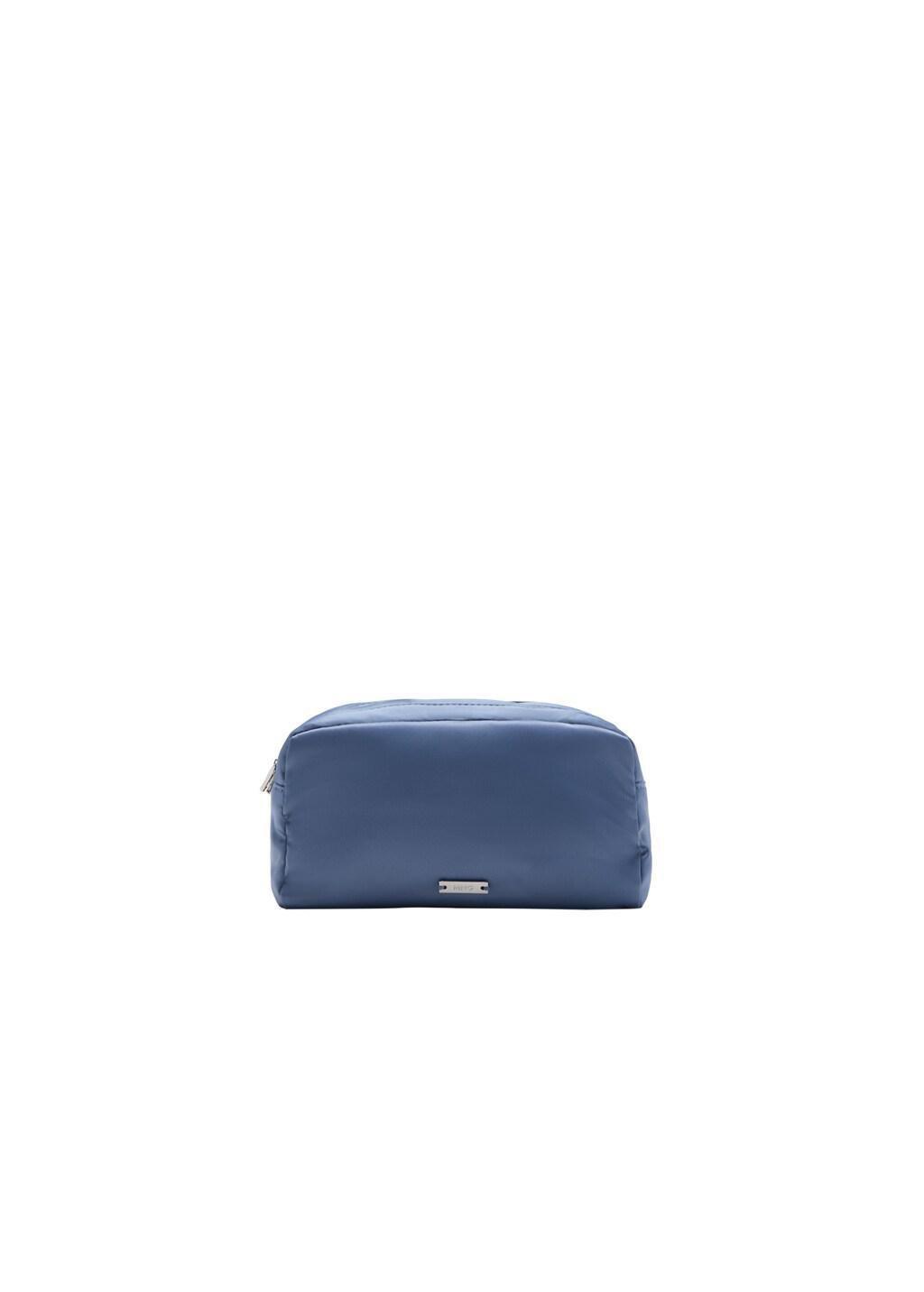 Blue Satin Double-Pocket Vanity Bag, Medium Blue, large image number 2