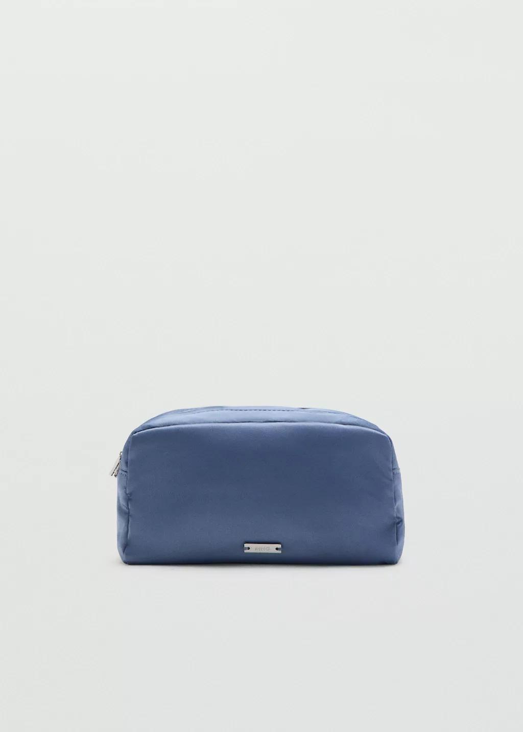 Blue Satin Double-Pocket Vanity Bag, Medium Blue, large image number 3