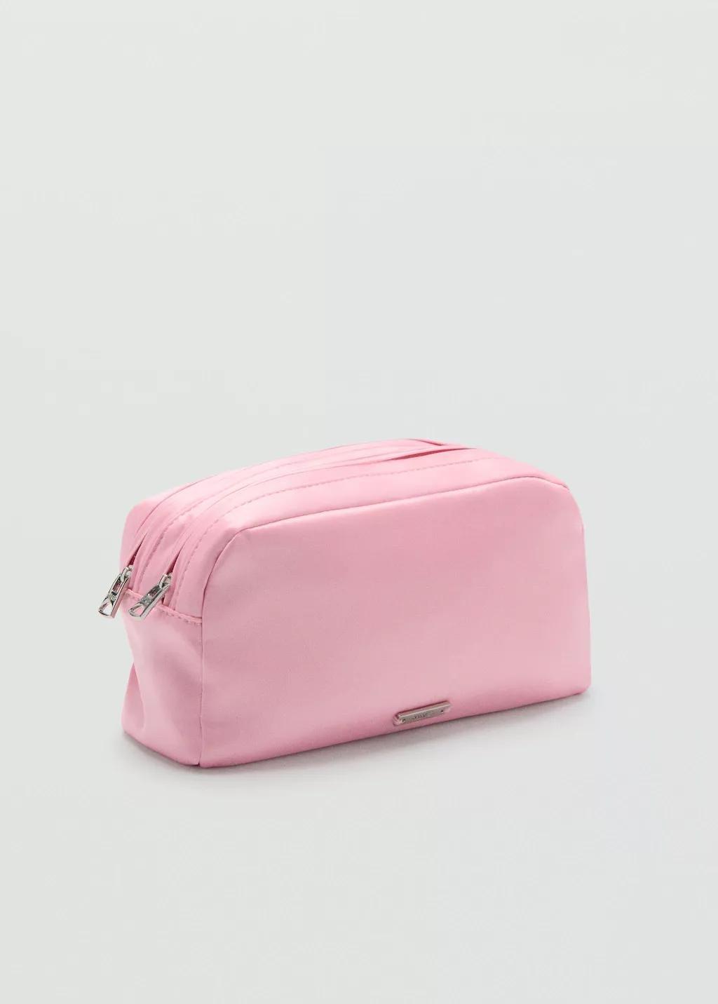Pink Satin Double-Pocket Vanity Bag, Pink, large image number 0
