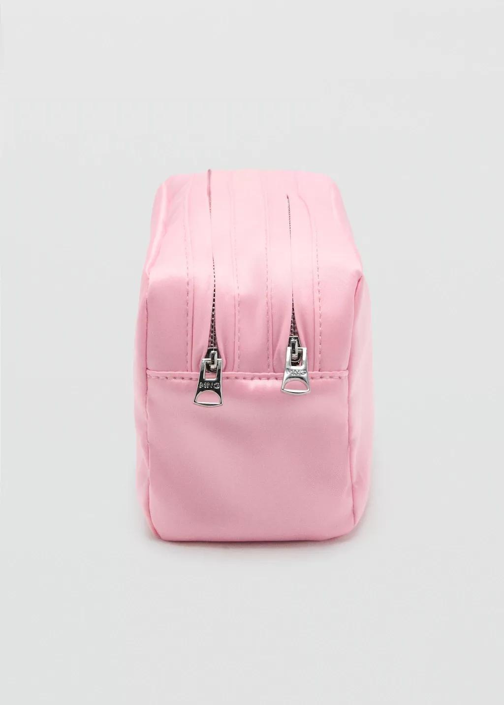 Pink Satin Double-Pocket Vanity Bag, Pink, large image number 1