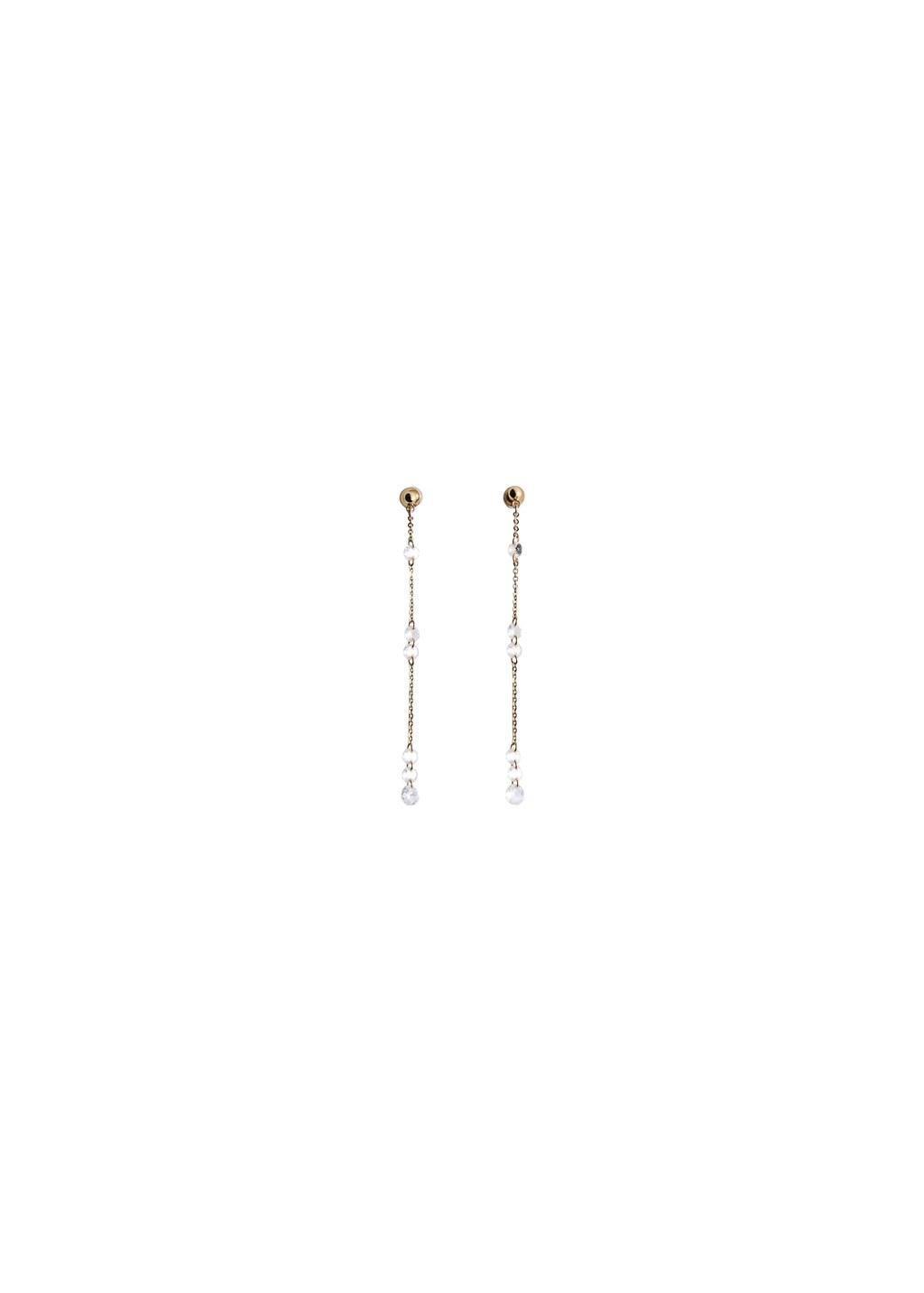Gold Long Crystal Earrings, Gold, large image number 1