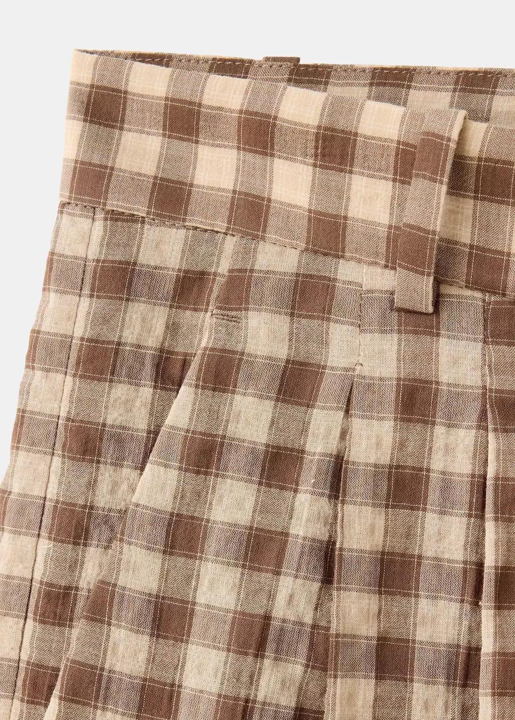 Brown Straight-Leg Gingham Trousers, Brown, large image number 1