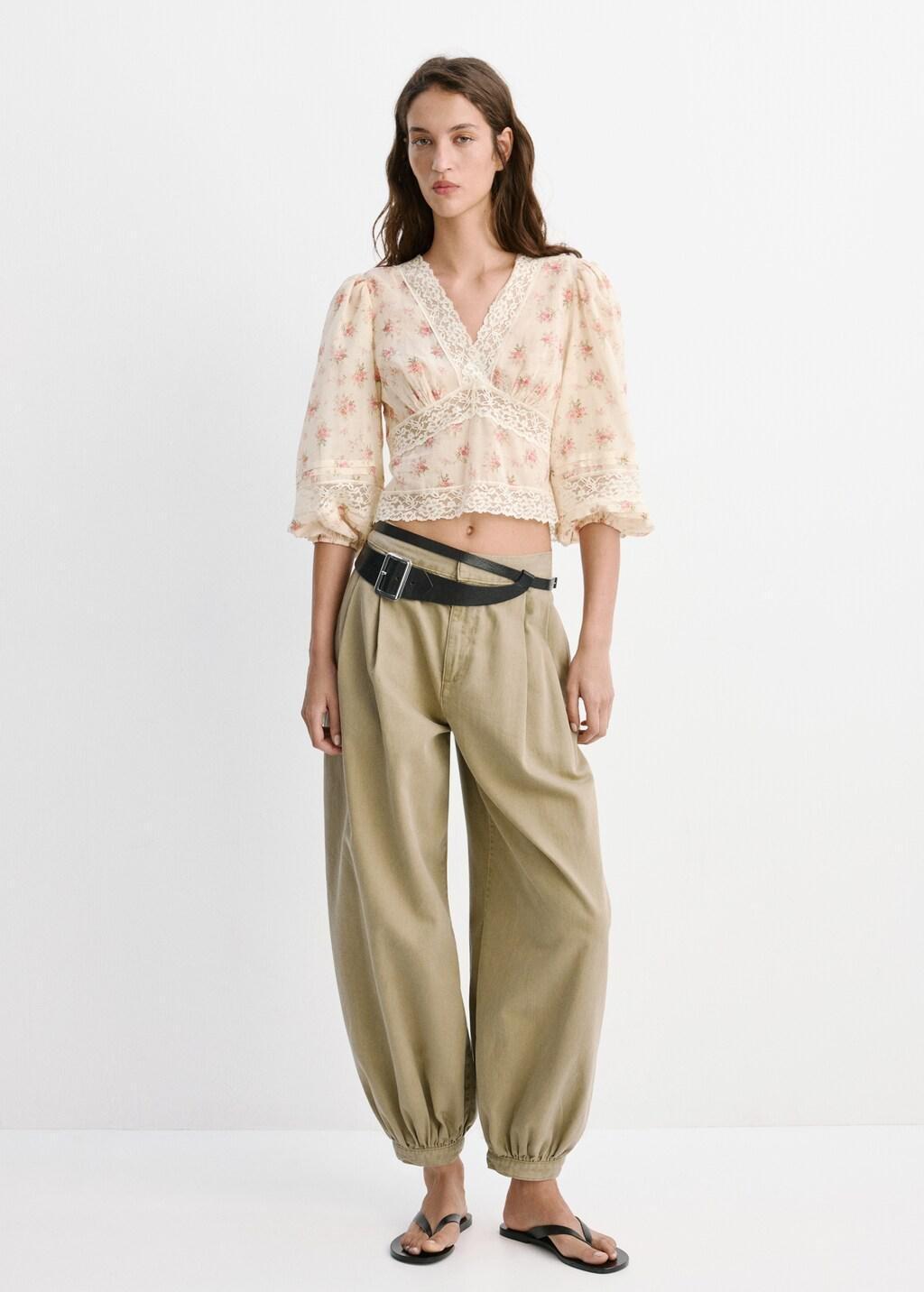 Pink Floral Lace Blouse, Pink, large image number 0