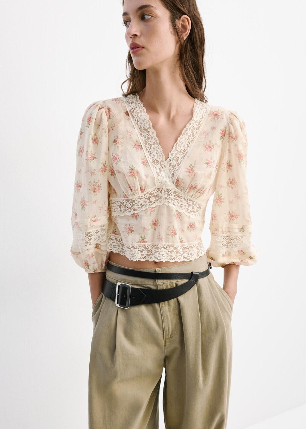 Pink Floral Lace Blouse, Pink, large image number 3