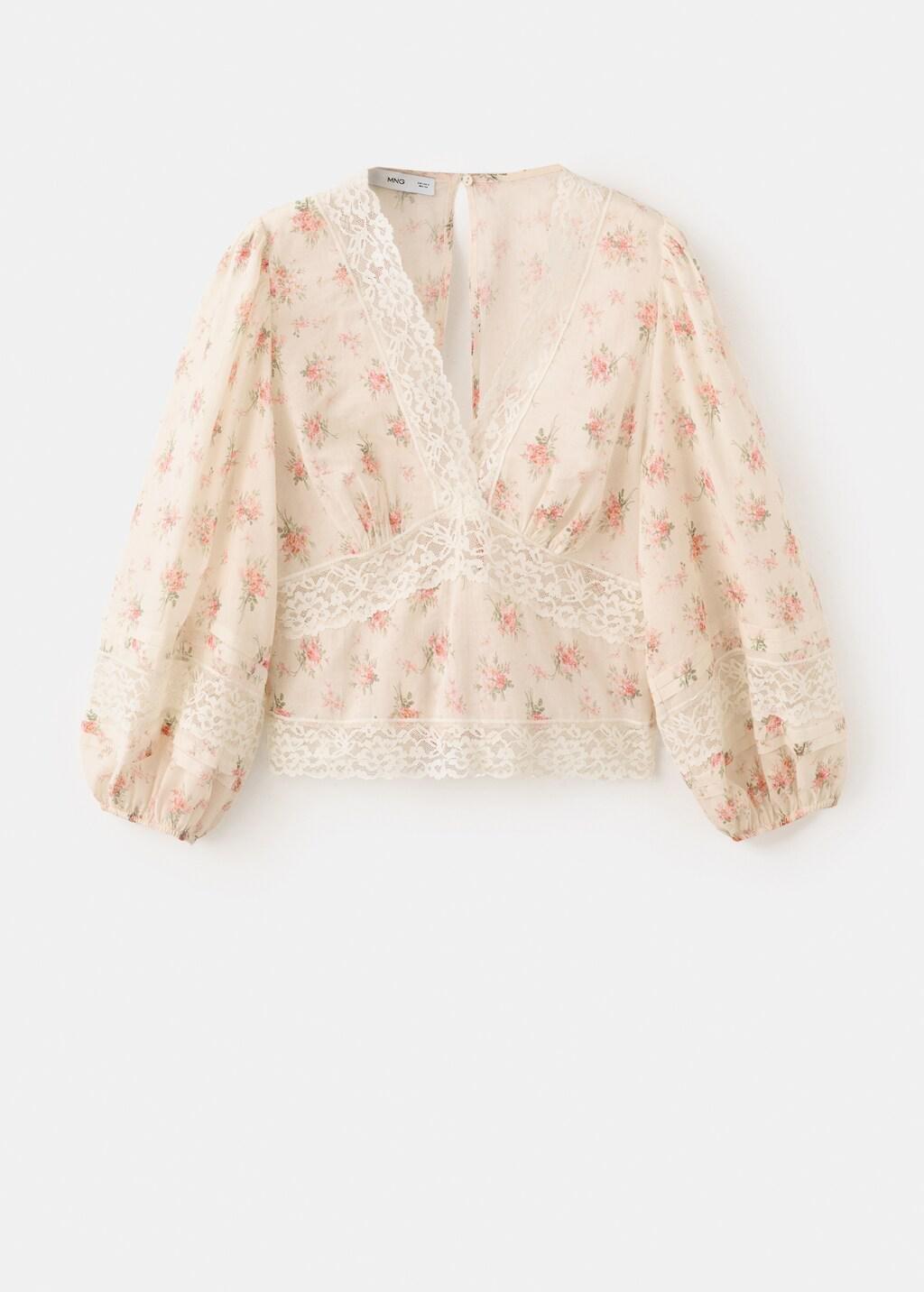 Pink Floral Lace Blouse, Pink, large image number 7