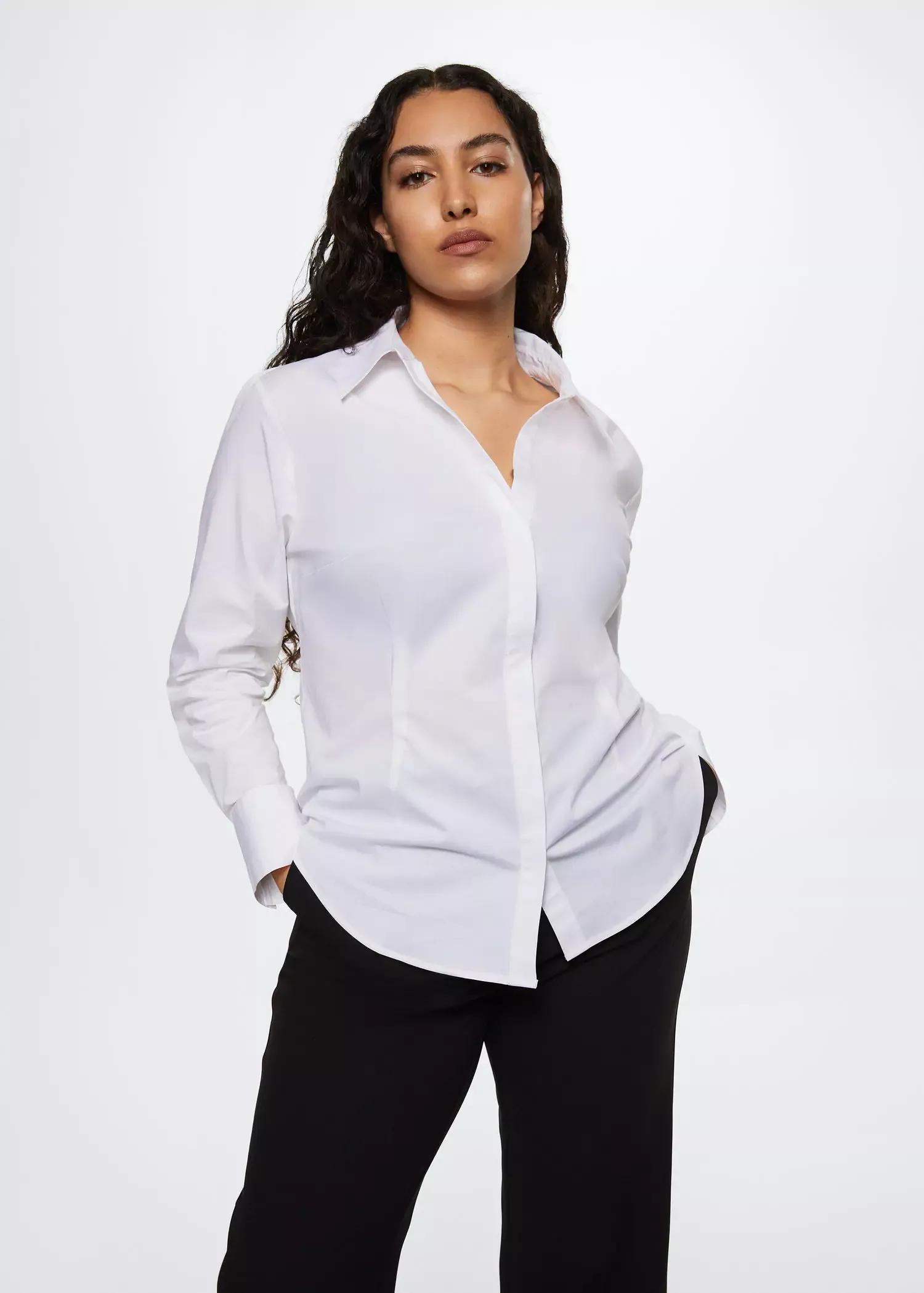 natural white Essential cotton-blend shirt, , large image number 3